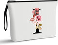 Vavabox A-Z Personalized Makeup Bag, Birthday Gifts for Women Mom, Gifts for Best Friend, Bride Bridesmaid Cosmetic bag (I, 01-White)