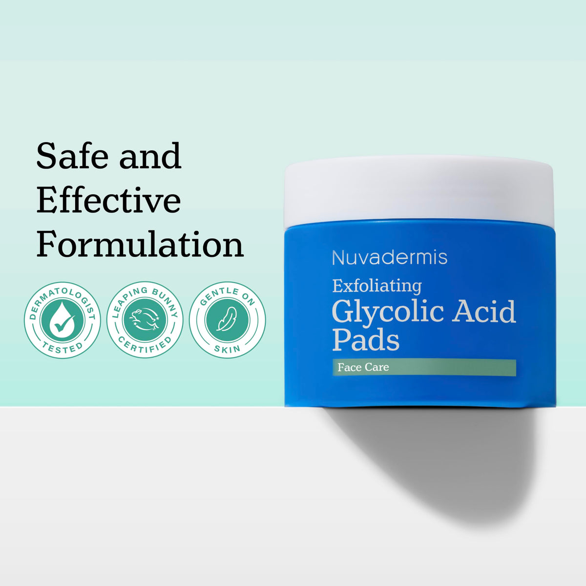 NUVADERMIS 35% Glycolic Acid Peel Pads – Exfoliating Facial Resurfacing for Blackheads, Dark Spots, and Acne – Safe for Sensitive Skin – 60 Double-Sided Pads