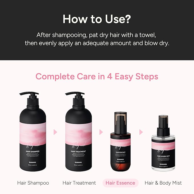 BANANAL 2-in-1 Hair Serum & Perfume Oil - Korean Hair Care, Moroccan Argan Oil & 12 Amino Acids for Dry Damaged Hair, Anti-Frizz Glass Hair Shine, Paraben-Free, Baby Powdery Musk, 3.38 fl oz