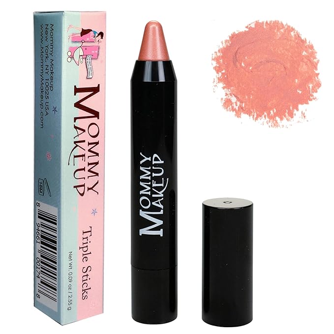 Mommy Makeup Triple Sticks Lipstick, Cream Blush & Treatment All-in-One