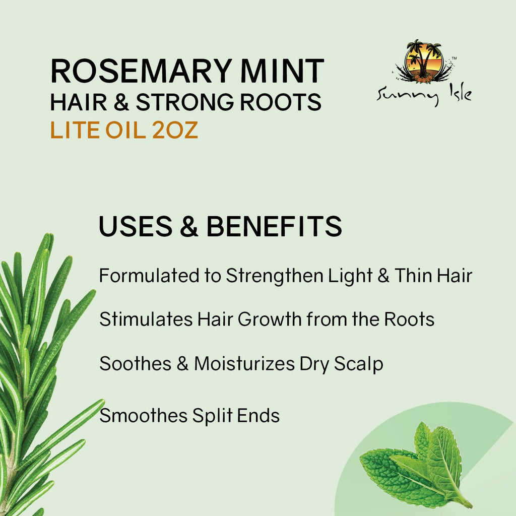 Sunny Isle Rosemary Mint Hair & Strong Roots Oil Lite 2oz