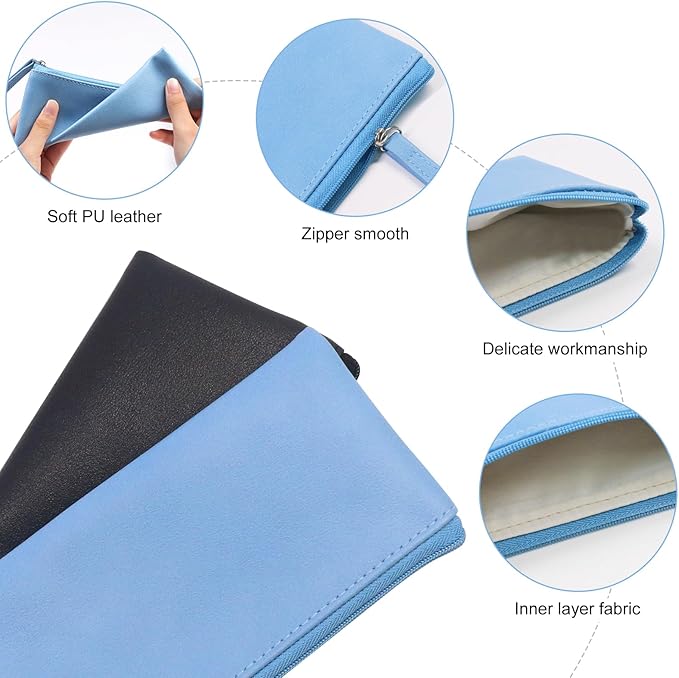 SumDirect PU Leather Cosmetic Bags - Small Soft Makeup Pouches for Purse with Zipper, Simple Comestic Organizer