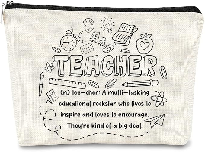 BARPERY Teacher Survival Kit Bag - Makeup Bag for Women, Small Cosmetic Bag for Teacher Appreciation, Graduation & Birthday Gifts