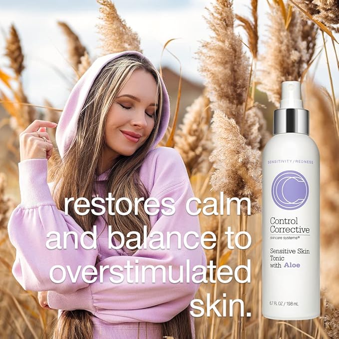 Control CORRECTIVESensitive Skin Tonic with Aloe, 6.7 Fl Oz - Calms Overstimulated Or Reddened Skin Types, Soothing & Sedating with Aloe Vera & Chamomile Extracts, Refreshing, Relaxing, Replenishing