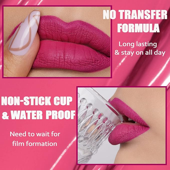 Oulac Pink Nude Lipstick Matte for Women, Long Lasting Liquid Lipstick, Waterproof Lip Stain, Transferproof, Creamy High Pigmented, Vegan & Cruelty-Free Lip Color M12