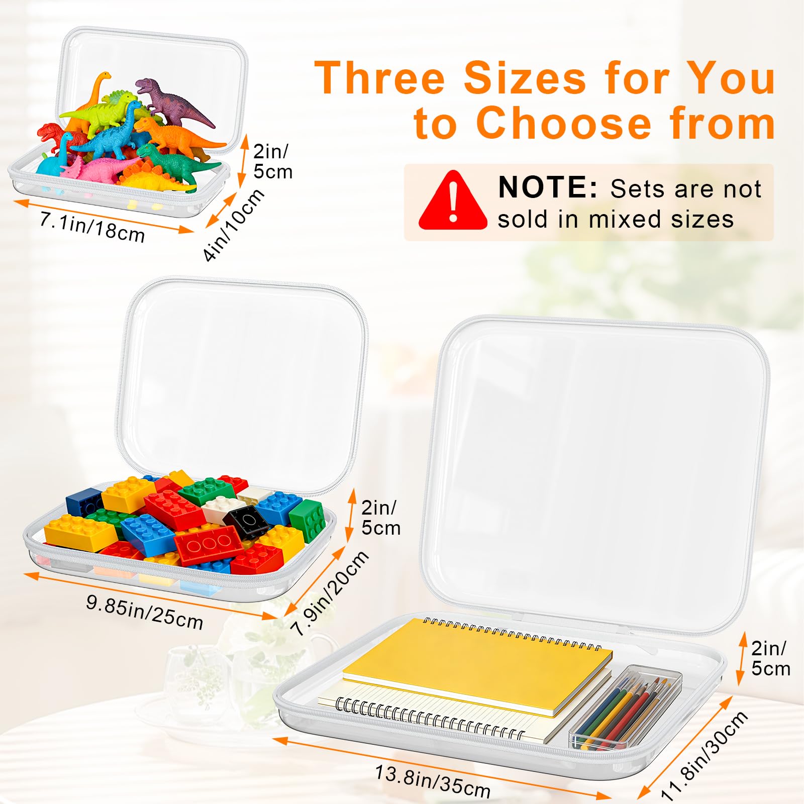 3PCS Clear Hard Shell Zipper Case,9.9*7.9*2in,Travel Toiletry Cosmetic Bags