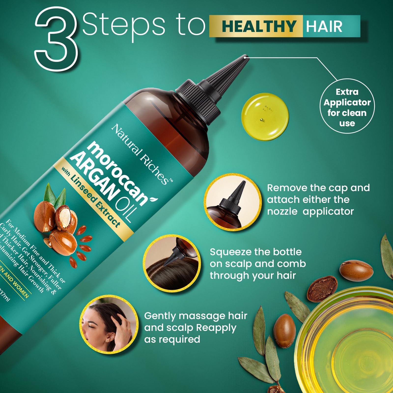 Moroccan Argan Oil with Linseed Extract 8 Fl Oz