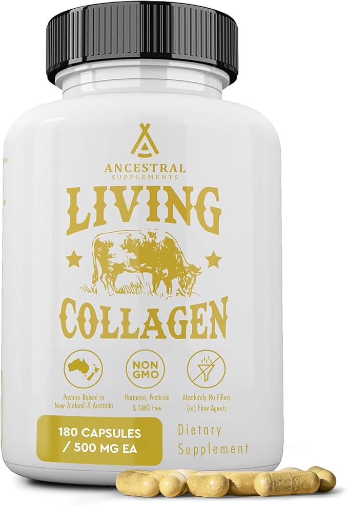 Ancestral Supplements Grass Fed Beef Living Collagen Capsules, 180 Ct