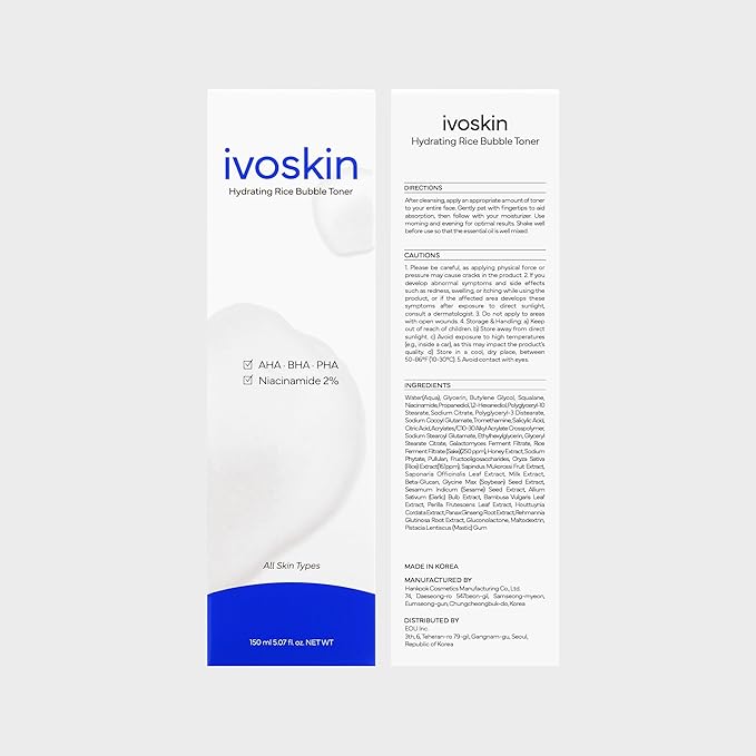 IVOSKIN Rice Milky Bubble Facial Mask, Soothing & Hydrating Face Toner with Black Rice Extract & Niacinamide, Helps Support Skin Barrier and Glow for Sensitive Skin, Korean Skincare (5.07fl oz/ 150ml)