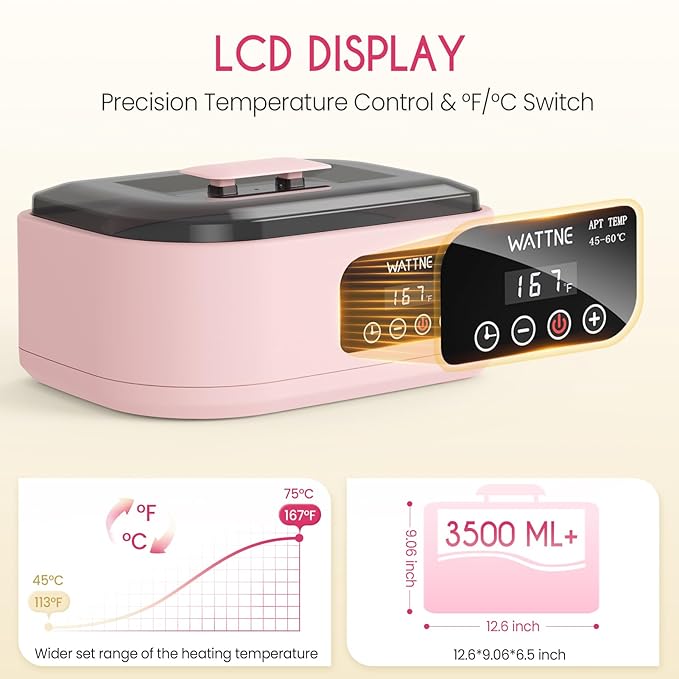 Wattne Paraffin Wax Machine for Hands and Feet, 3500ml Paraffin Wax Warmer with Timer 123456