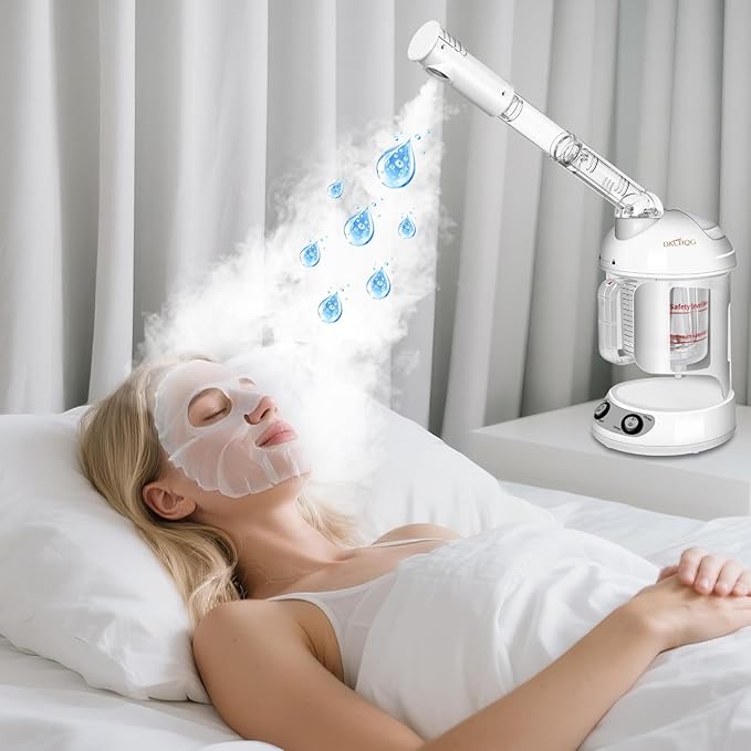 DKURQG Nano Ionic Facial Steamer with Removable Water Cup (White)