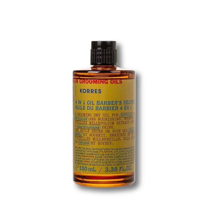 KORRES Athenian Grooming 4-in-1 Men’s Care Oil, Vegan Dry Oil, 3.38 Fl Oz