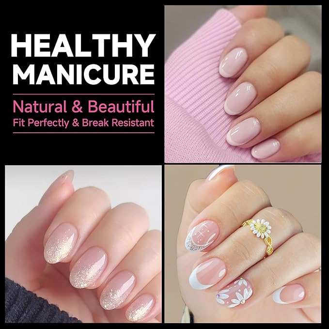 UNA GELLA Oval Gel Nail Tips, 312 Pcs Short Oval Round Nails