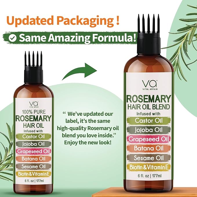 Blend Of Pure Rosemary Oil For Hair Growth 6 Fl Oz With Castor, Batana Oil
