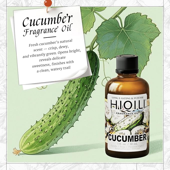 HIQILI Cucumber Fragrance Oil for Diffuser, Soap & Candle Making - 1 Fl Oz