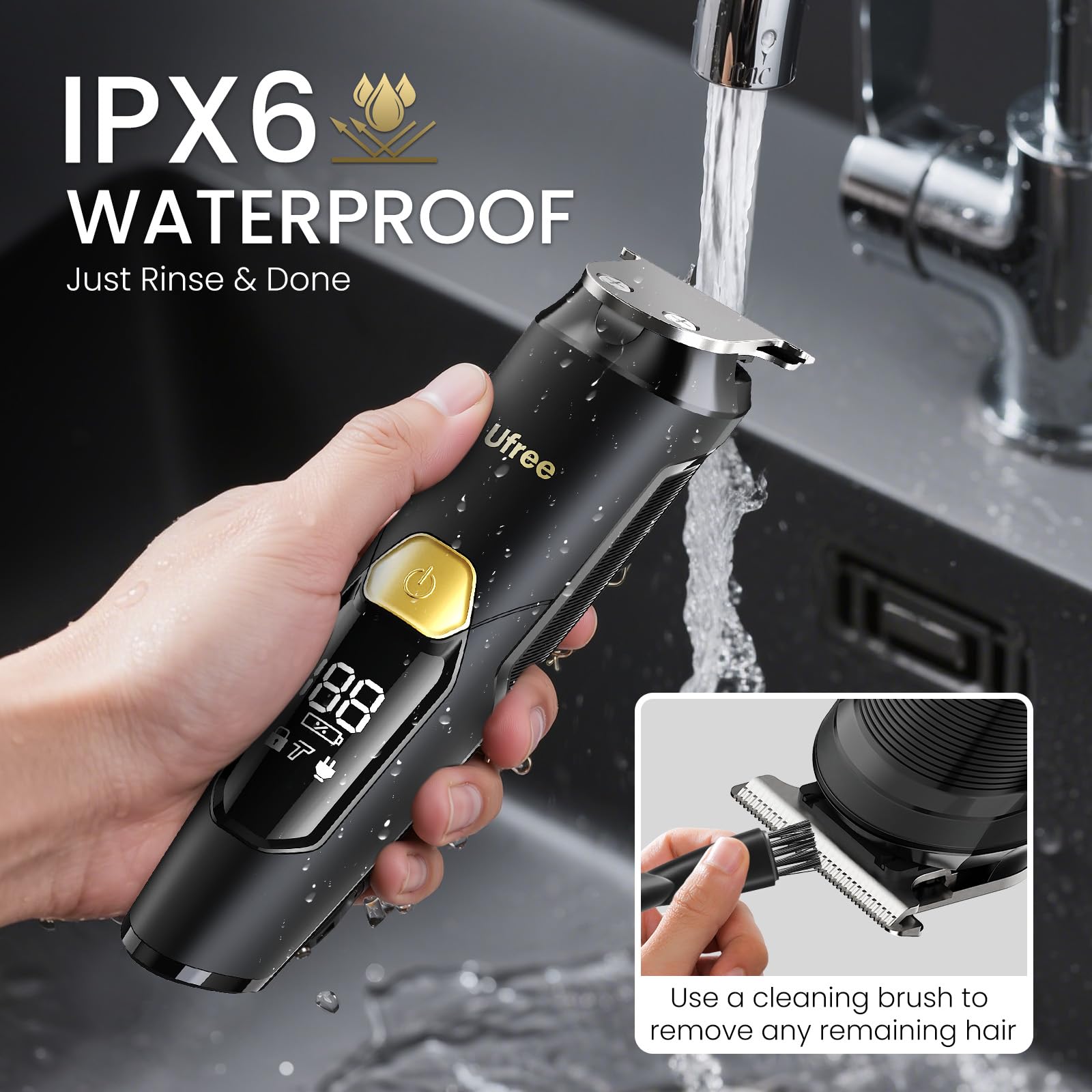 Ufree 3-in-1 Beard Trimmer for Men, IPX6 Waterproof Electric Razor Shaver, Hair Mustache Body Nose Trimmer, Type-C Clippers Husband Father boy Grooming Kit, Birthday Gifts for Men Dad