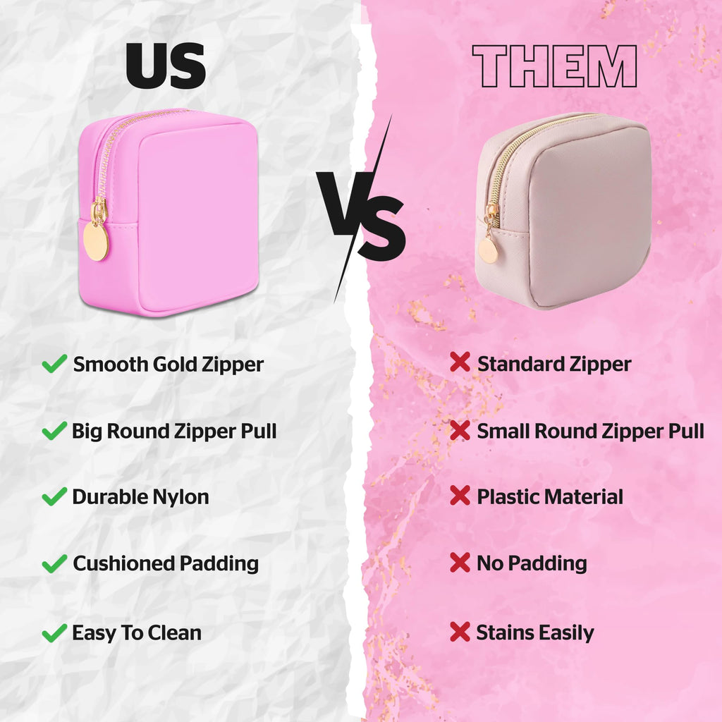 DANCOUR Small Makeup Bag for Purse Mini Cosmetic Pouch Travel Organizer Pink Makeup Pouch Lightweight Toiletry Bag Light Pink