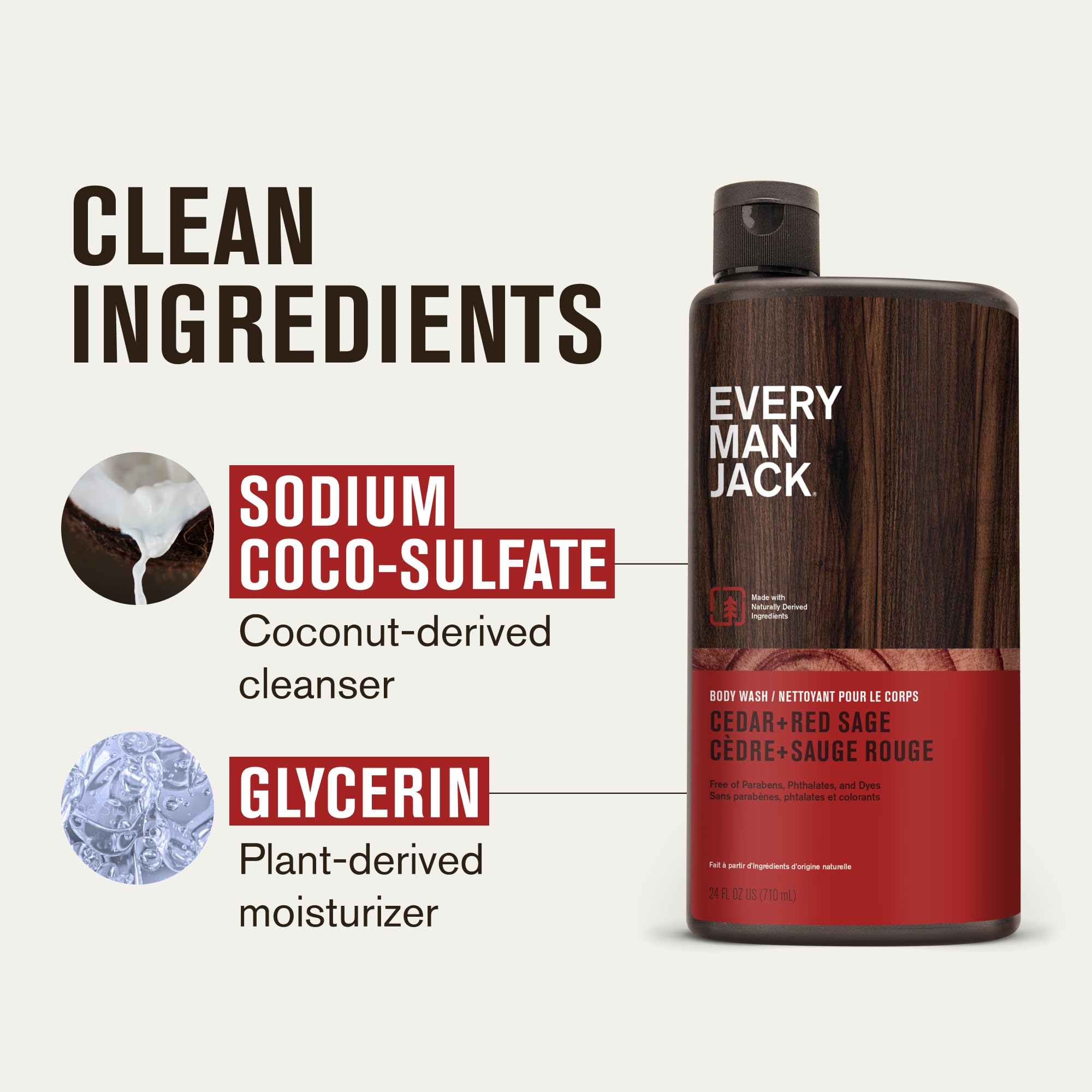 Every Man Jack Hydrating Body Wash for Men, Cedar Red Sage, 2pk