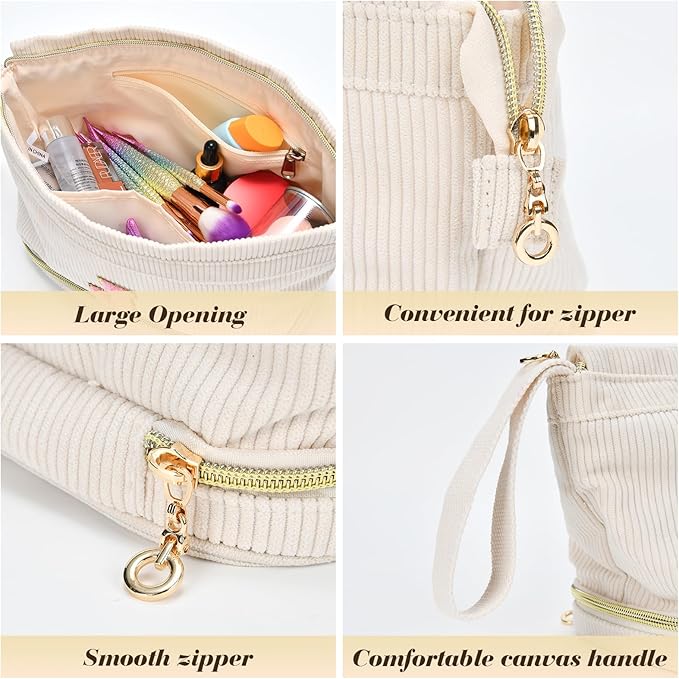 Makeup Bag for Girls Gift, Personalized Valentines Day Gifts Initial Women Makeup Bag for Travel, Double Layer Cosmetic Bag with Brush Organizer Preppy Make up Bag for Teen Girl Trendy - L