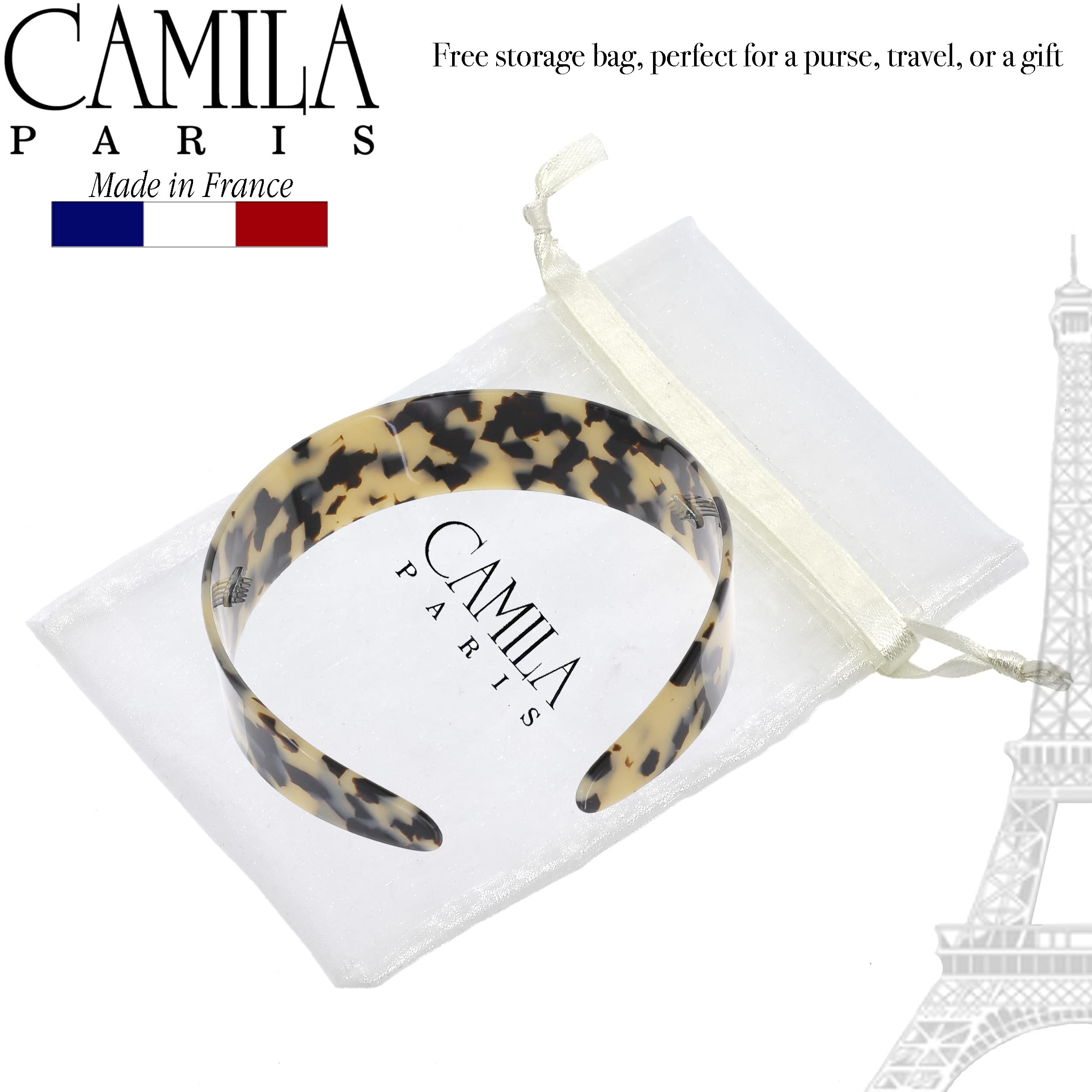 Camila Paris CP3882 French Headband for Women, Handmade White Tokyo, Strong Hold Grip Women's Hair Band, Ligth and Very Flexible, No Slip Durable Styling Girls Hair Accessories, Made in France