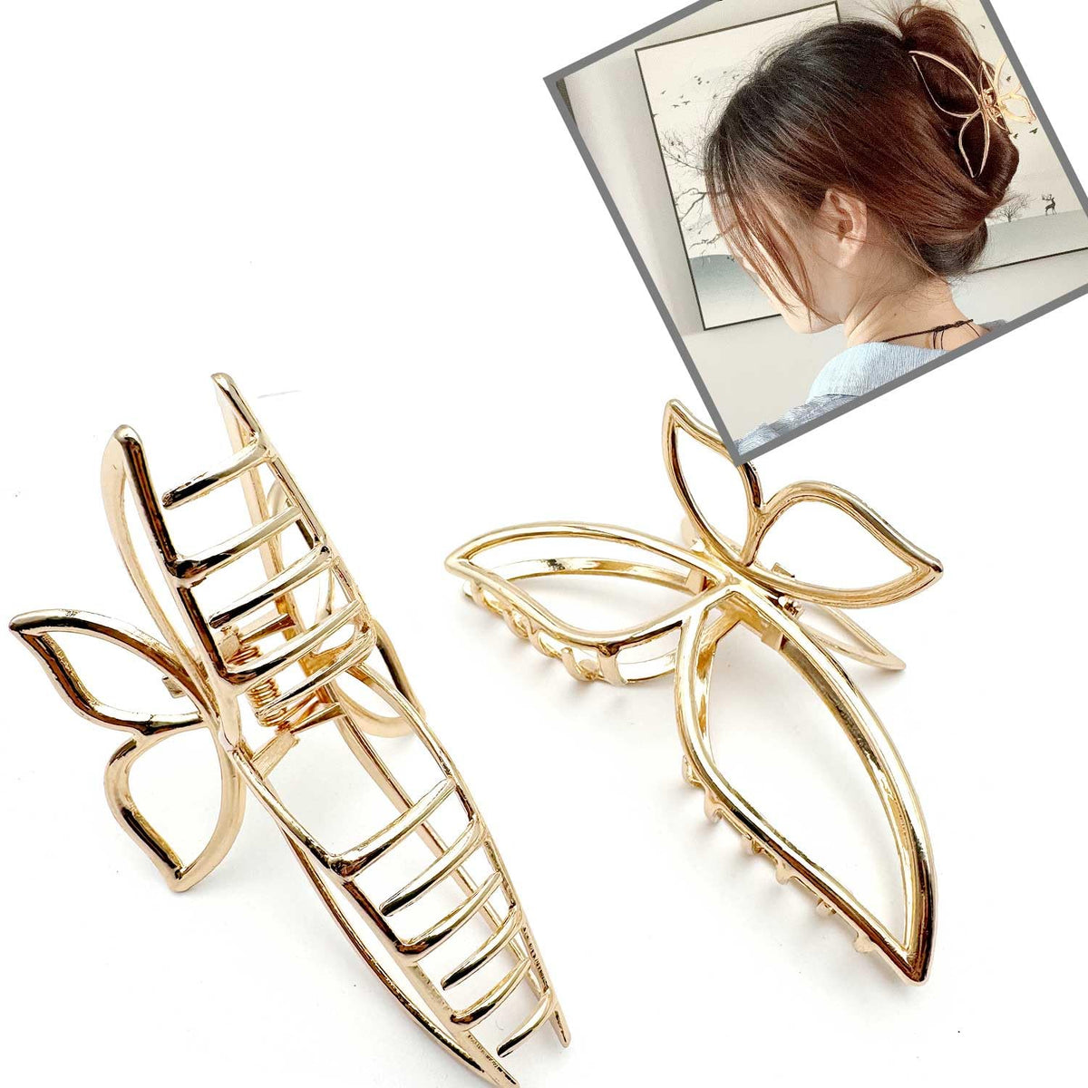 Large Butterfly Hair Claw Clip for Women - Secure Hold Metal Hair Clips for Thick Hair - Elegant Butterfly Design Hair Accessories for Styling (4.33 Inch, Multiple Colors)