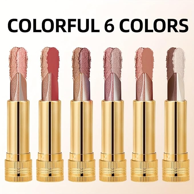 MooGlamor 6 Pcs Glitter Two-Color Eyeshadow Stick Set for Women Eye Makeup