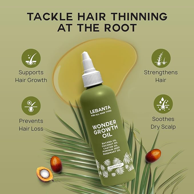 Lebanta Batana Oil For Hair - 100% Pure, Raw & Natural Blend With Organic Castor, Pumpkin Seed, Coconut and Rosemary Oil - Thicker, Stronger Looking Hair For Men & Women Scalp - 4 FL OZ