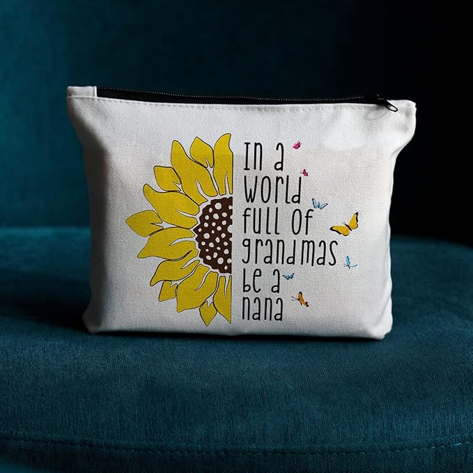 JIUWEIHU Nana Gifts Makeup Bag, New Grandma Gifts First Time Cosmetic Bags