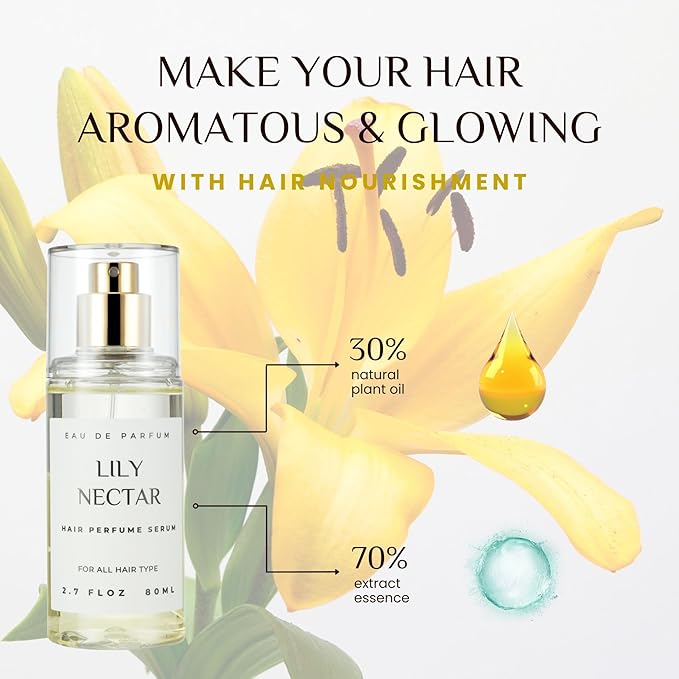benatu Hair Perfume for Women, Alcohol Free Long Lasting Fragrance Spray for Hydrating Shine, Argan Oil Scented Hair Serum with Keratin & Elastin (Lily Nectar) 2.7 fl oz