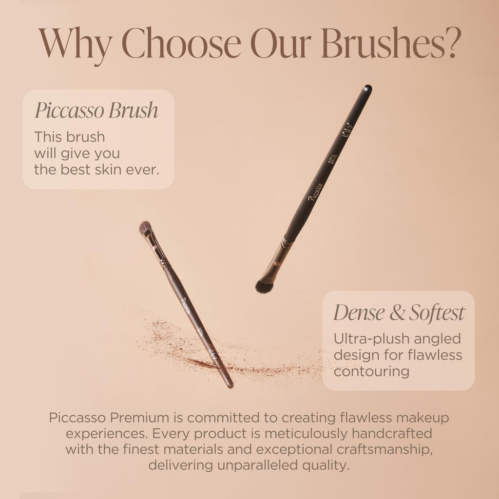 Piccasso 207A Eyeshadow Brush – Flat Rounded Eye Brush for Blending and Shading, Soft Bristles for Smooth Eye Makeup Application, Korean Eyeshadow Brush for All Eye Shapes