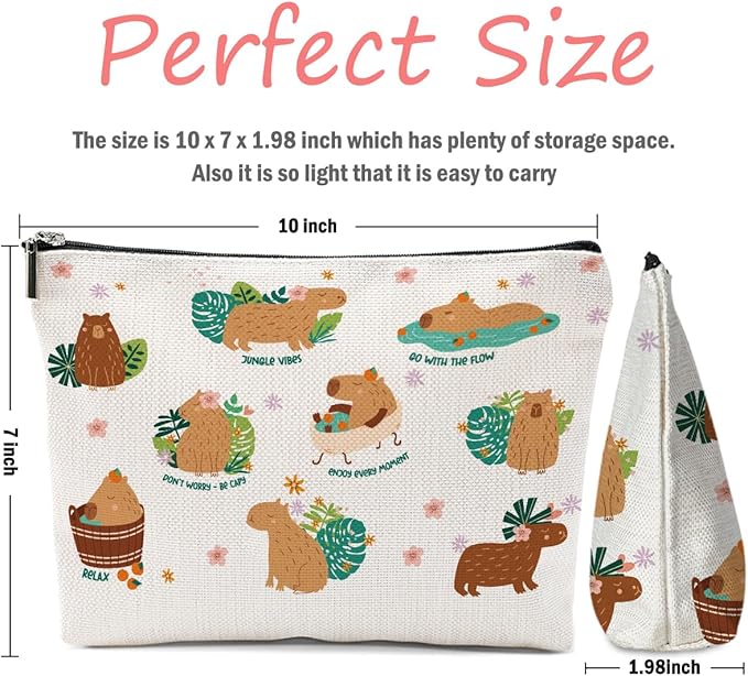 XFN Capybara Gifts, Cute Makeup Bag, Capybara Stuff Cosmetic Bag Travel Pouch, Friendship Graduation Birthday Animal Lovers Gifts for Women Girls Daughter Friend Sisters