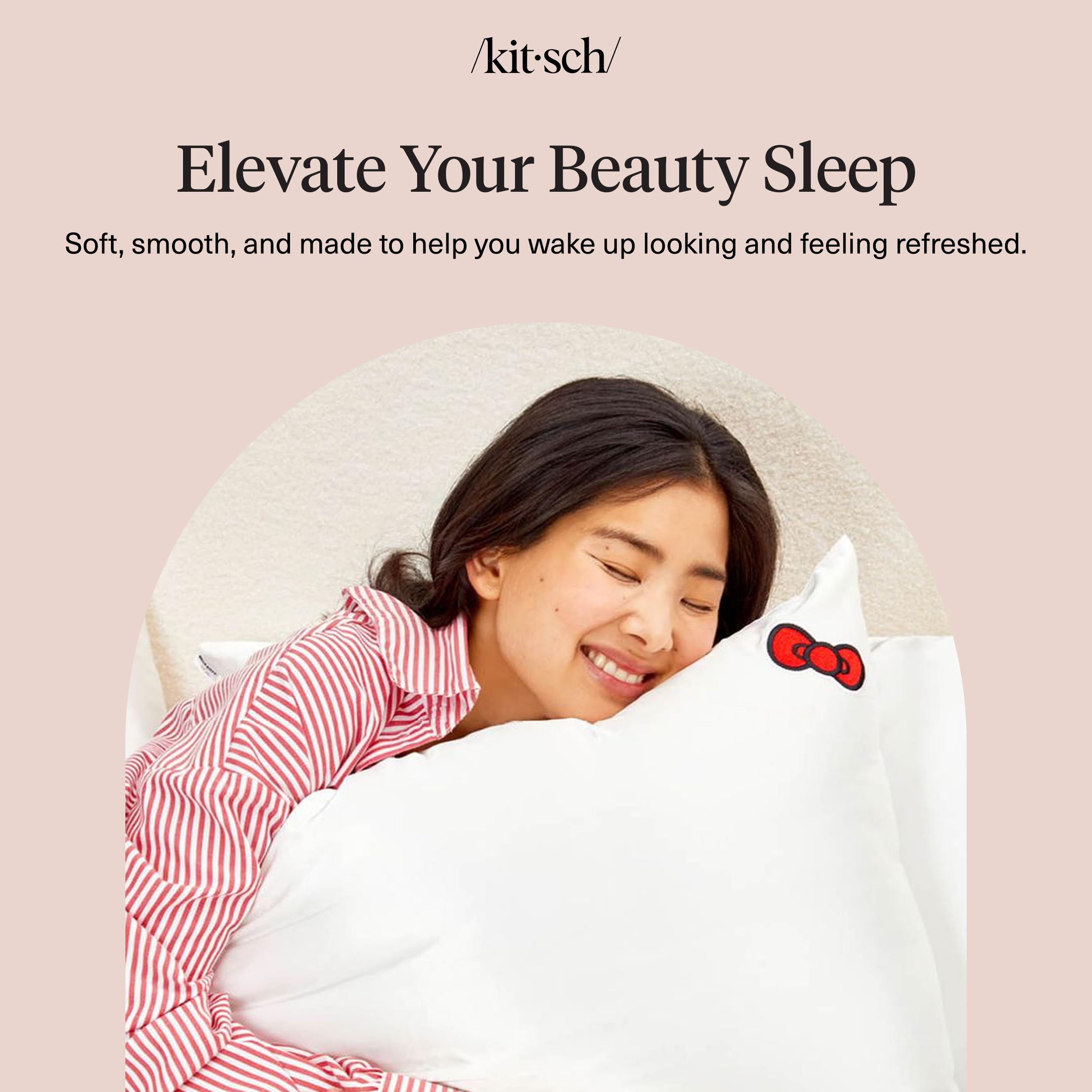 Kitsch x Hello Kitty Satin Pillowcase - Size 19x26, Ivory