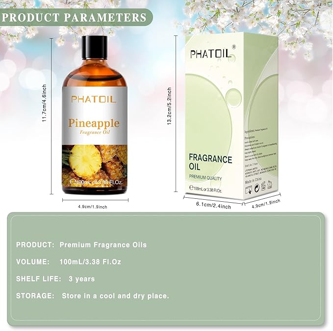 PHATOIL Pineapple Fragrance Oil for Diffuser Aromatherapy 3.38FL.OZ