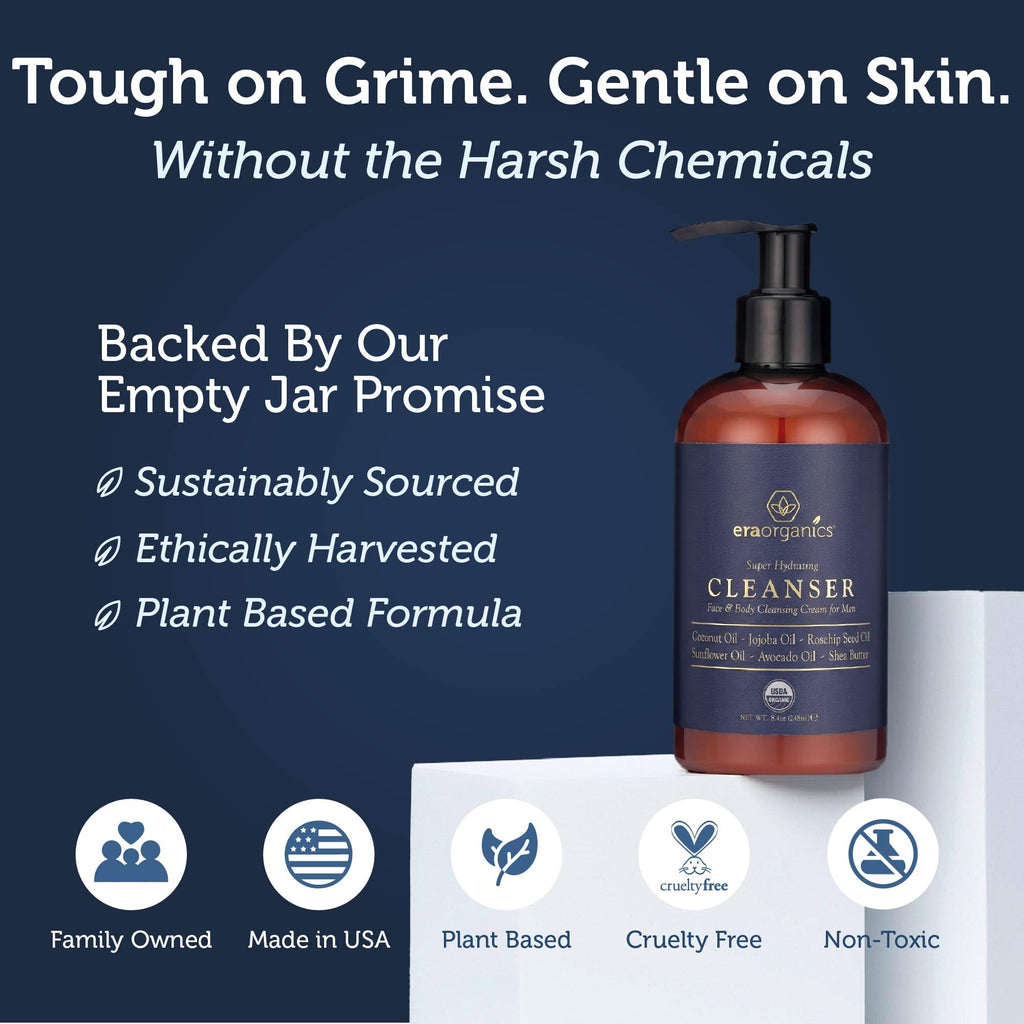 Era Organics USDA Organic Men's Face Wash - Hydrating Face & Body Cleanser