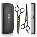 CIICII Hair Cutting Scissors Shears Kit, 6.7″ Barber Scissors Set (Black)