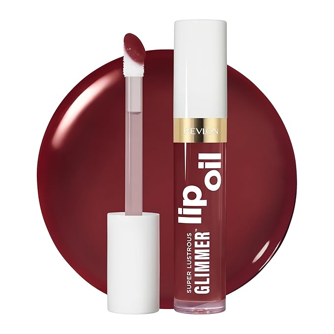 REVLON Super Lustrous Glimmer Lip Oil, 010 Wined Down, 0.13 fl oz