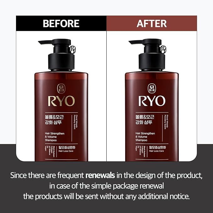RYO Strengthen & Volume Shampoo - Korean Ginseng & Caffeine Shampoo | Rice Peptide for Volumizing and Revitalizing | Fine Hair | Thickening and Strengthening hair roots | Roots Anchoring, 16 Fl Oz.