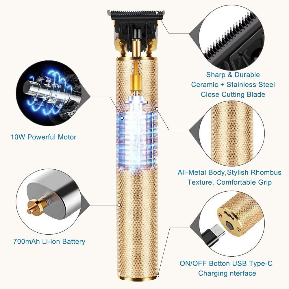 DEYOT Professional Hair Clippers for Men Electric Haircut Kit Hair Trimmer Grooming Waterproof Rechargeable Close Cutting T Blade Trimmer USB Rechargeable Clippers for Hair Cutting with Guide Combs