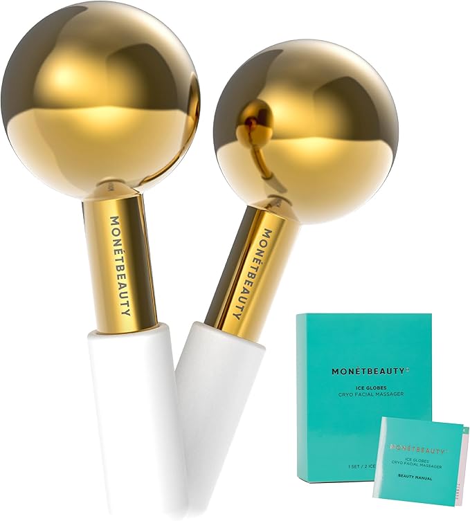MonétBeauty Tighten Skin, Depuff & Sinus Relief? Try Stainless Steel Ice Globes for Facials - Durable Cryo Globes Instantly Reduce Puffiness, Tighten Pores, Facial Massages and Daily Beauty Routines