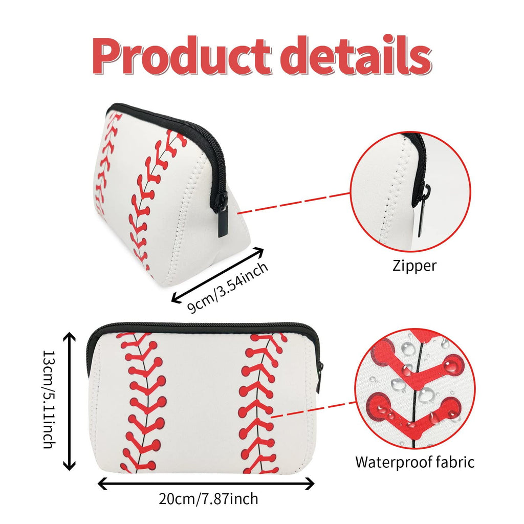 AJLTPA Waterproof Neoprene Cosmetic Bag, Baseball