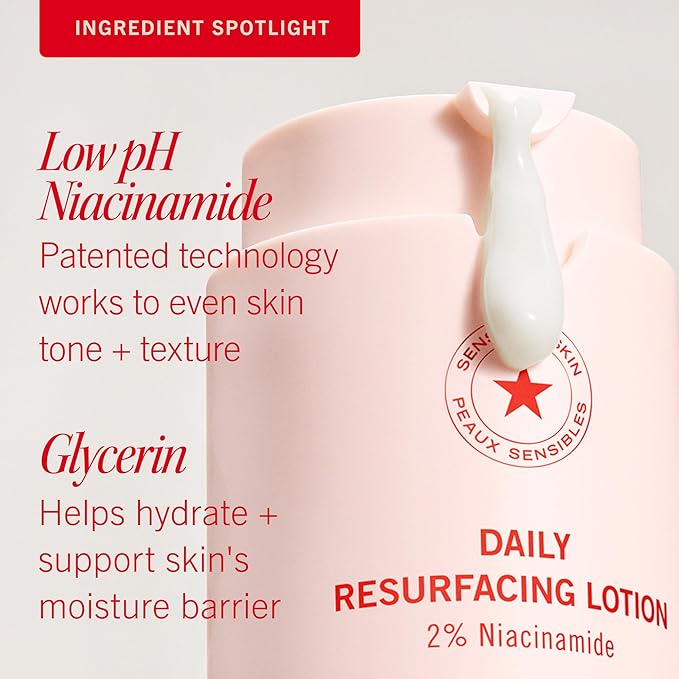 First Aid Beauty Daily Resurfacing Lotion with 2% Niacinamide, 1 oz