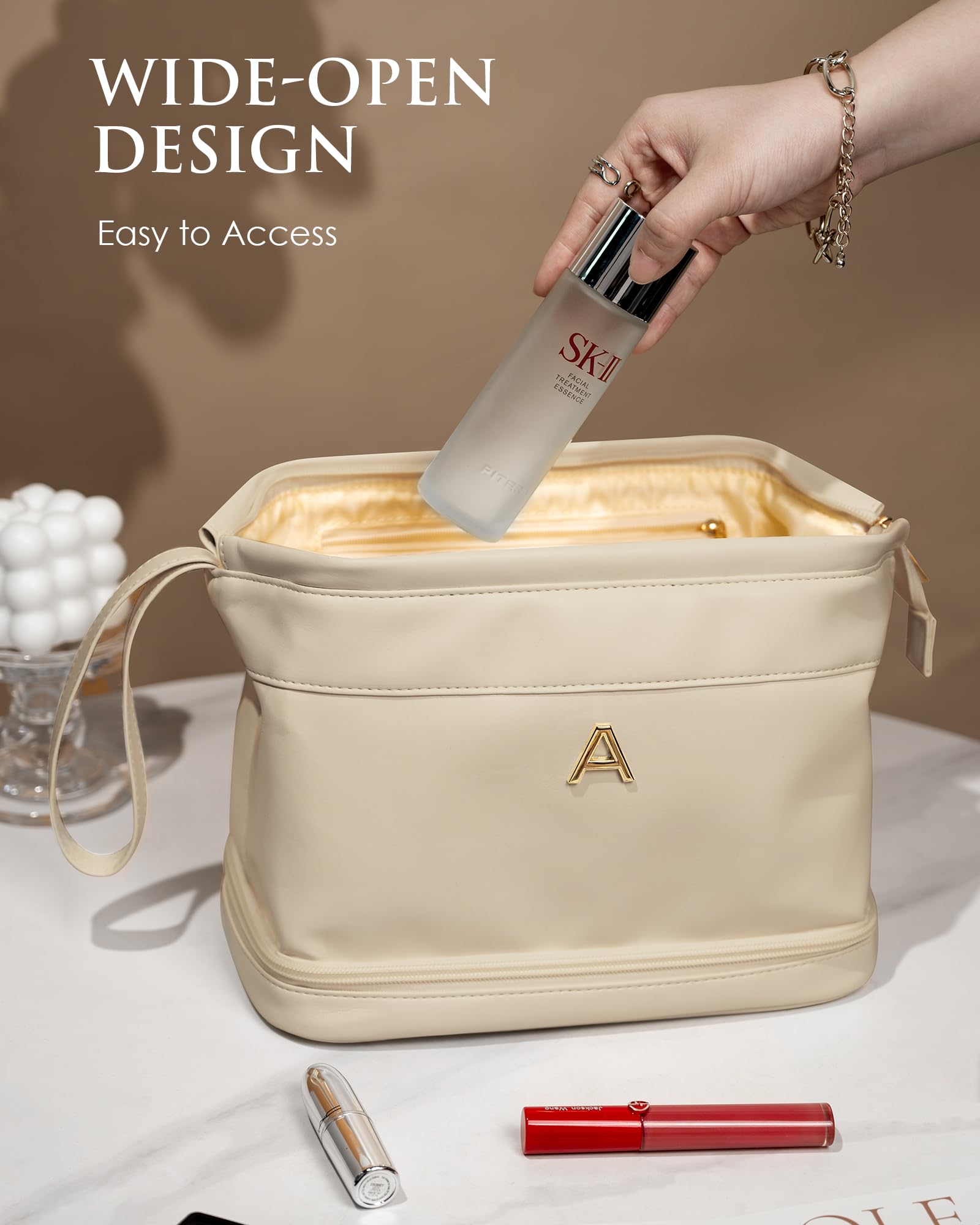 Vogewood Customizable Gifts for Girls Age 10-14 14-18, Large Makeup Bag
