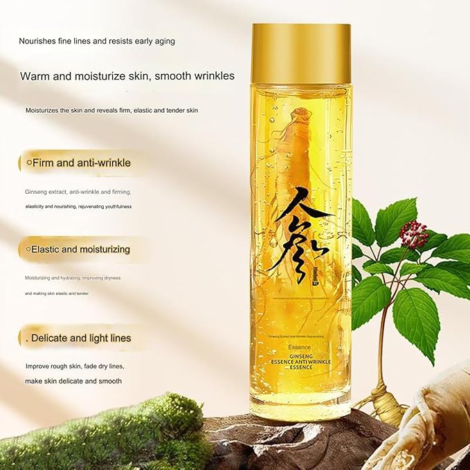 Dosoecse 240ML Peptide Anti-Wrinkle Ginseng Serum, Hydration Ginseng Oil Essence Water, Ginseng Essence Anti Wrinkle Essence, Ginseng Serum for Tightening Sagging Skin Reduce Fine Lines (2Bottle)