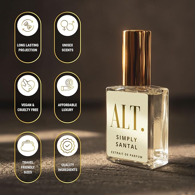 ALT. FRAGRANCES Simply Santal - Inspired by Sant. 33 Perfume, Unisex Perfume, Extrait de Parfum, Long Lasting Fragrance, Sandalwood Leather Scent, 60ml