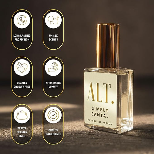 ALT. FRAGRANCES Simply Santal - Inspired by Sant. 33 Perfume, Unisex Perfume, Extrait de Parfum, Long Lasting Fragrance, Sandalwood Leather Scent, 60ml