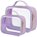 PACKISM Clear Makeup Bag Travel - TSA Approved Toiletry Bag, 2 Pack Purple
