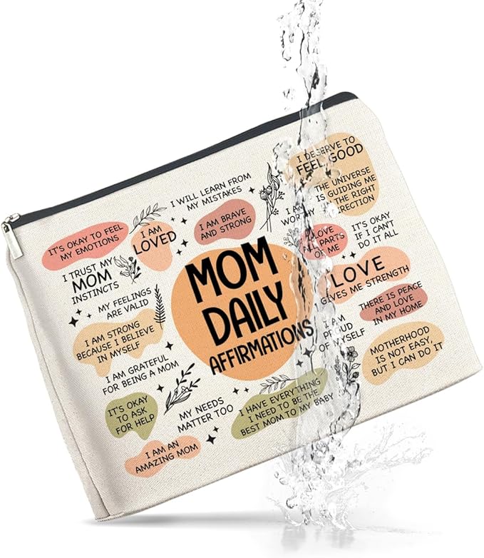UPNEGE Mom Gifts Makeup Bag Inspirational Gifts for Mother Mom Daily Affirmations Cosmetic Bag Zipper Makeup Pouch
