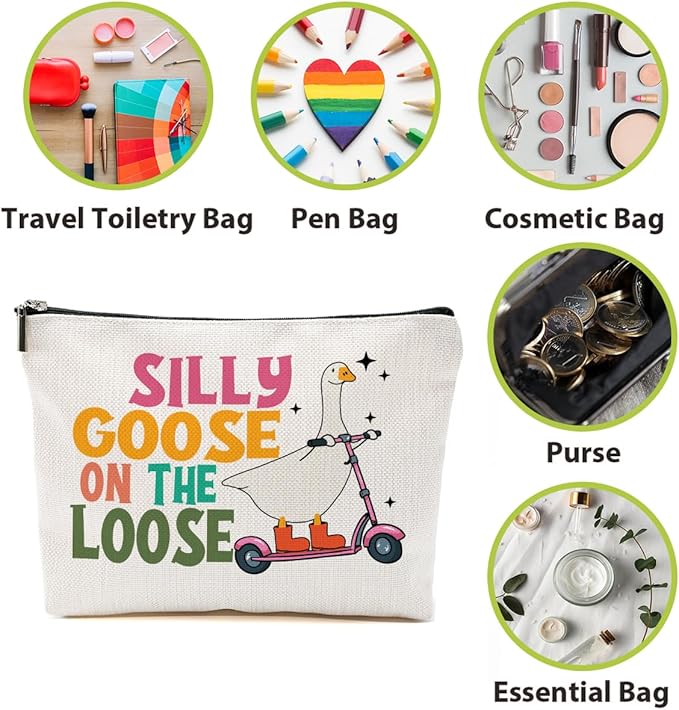BQXH Funny Goose Makeup Bag, Funny Gifts Cosmetic Bag, Goose Gifts