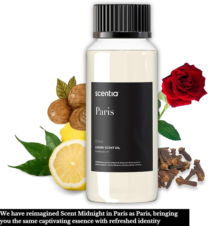Scentia Paris Muse Diffuser Oil Refill – Hotel Fragrance Oil Inspired by Hotel Costes Paris – 120 mL – Rose, Sandalwood & Clove Long-Lasting Scent for Ultrasonic & Waterless Diffusers, Made in USA