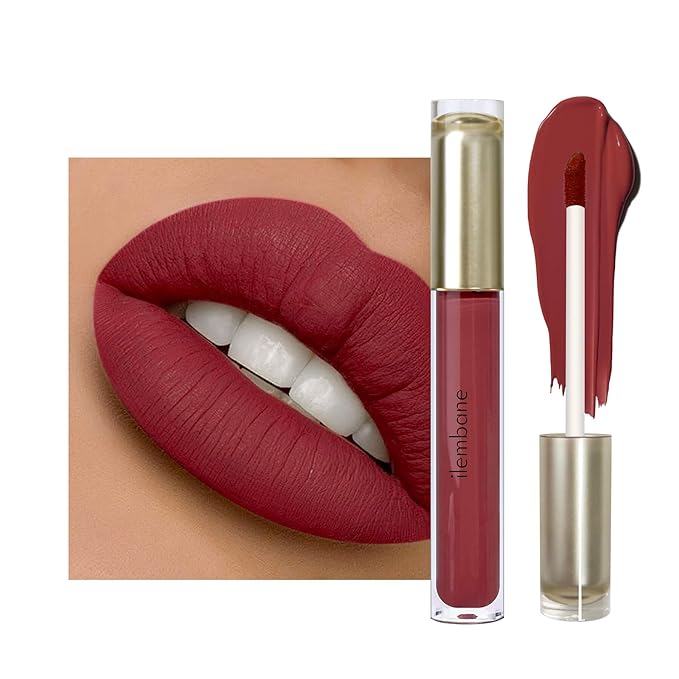 ilembane Deep Rose Red Matte Liquid Lipstick, Long Lasting - Pure Essence
